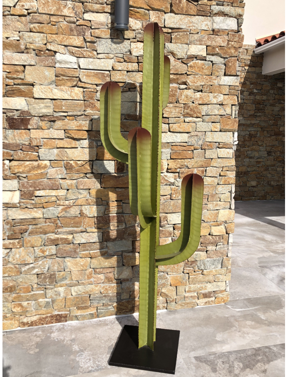 Cactus déco MEXICAIN vert naturel 4 branches n°1 en métal: acier fer