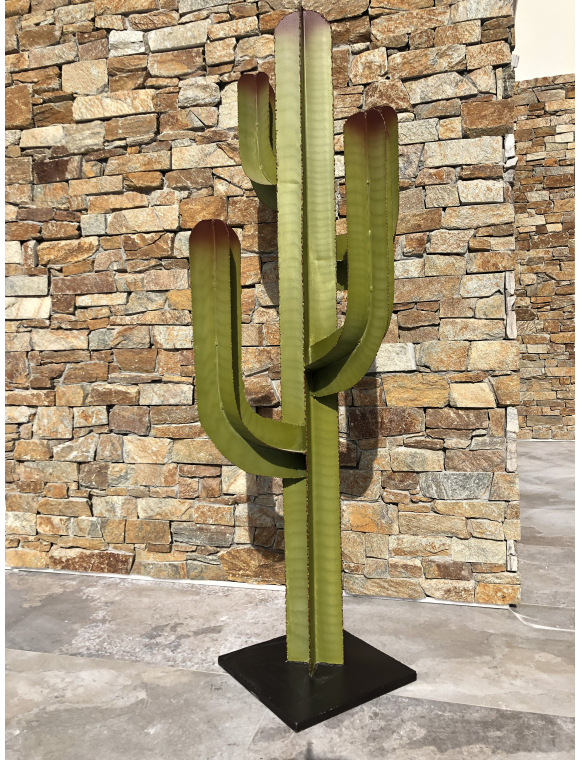 Cactus déco MEXICAIN vert naturel 4 branches n°2 en métal: acier fer