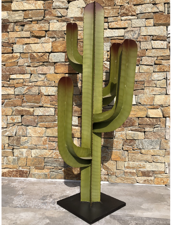 Cactus déco MEXICAIN vert naturel 4 branches n°4 en métal: acier fer