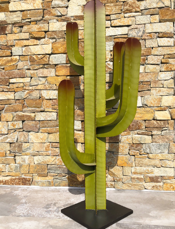 Cactus déco MEXICAIN vert naturel 4 branches n°3 en métal: acier