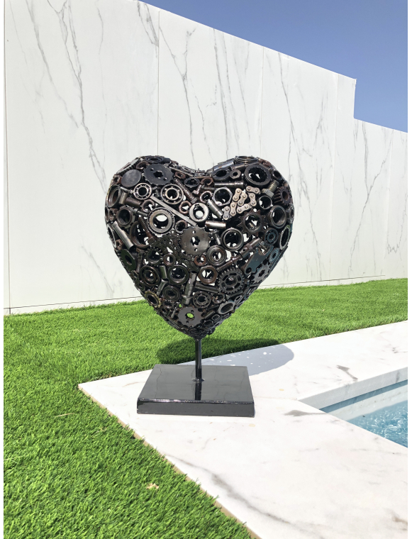 Coeur MANON en métal: acier, décoration intérieure ou extérieure.