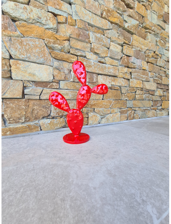 Cactus rouge 1 BRANCHE n°5 en métal: acier fer