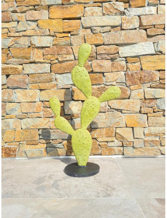 Cactus vert naturel 1 BRANCHE n°4 en métal: acier fer
